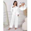 Ekouaer Pajamas For Women Silk Pjs Long Sleeve Button Down Lounge Sets(White)