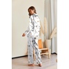 Ekouaer Pajamas For Women Silk Pjs Long Sleeve Button Down Lounge Sets(White Flower)