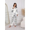 Ekouaer Pajamas For Women Silk Pjs Long Sleeve Button Down Lounge Sets(White Flower)