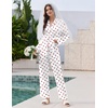 Ekouaer Pajamas For Women Silk Pjs Long Sleeve Button Down Lounge Sets(White With Red Heart)