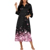 Ekouaer Robes for Women Zipper Robe 3/4 Sleeves Housecoat with Pockets(Cherry Blossoms)