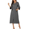 Ekouaer Robes for Women Zipper Robe 3/4 Sleeves Housecoat with Pockets(Dark Grey)