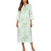 Ekouaer Robes for Women Zipper Robe 3/4 Sleeves Housecoat with Pockets(Floral Light Green)