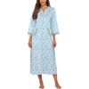Ekouaer Robes for Women Zipper Robe 3/4 Sleeves Housecoat with Pockets(Garden Blue Floral)