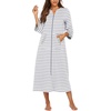 Ekouaer Robes for Women Zipper Robe 3/4 Sleeves Housecoat with Pockets(Grey White Stripe)