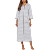 Ekouaer Robes for Women Zipper Robe 3/4 Sleeves Housecoat with Pockets(Grey White Stripe)