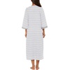 Ekouaer Robes for Women Zipper Robe 3/4 Sleeves Housecoat with Pockets(Grey White Stripe)