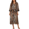 Ekouaer Robes for Women Zipper Robe 3/4 Sleeves Housecoat with Pockets(Leopard Print)