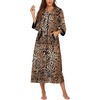 Ekouaer Robes for Women Zipper Robe 3/4 Sleeves Housecoat with Pockets(Leopard Print)