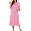 Ekouaer Robes for Women Zipper Robe 3/4 Sleeves Housecoat with Pockets(Pink)