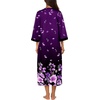 Ekouaer Robes for Women Zipper Robe 3/4 Sleeves Housecoat with Pockets(Purple Black Floral)