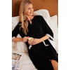Ekouaer Robes for Women Zipper Robe 3/4 Sleeves Housecoat with Pockets(Style 1-black)