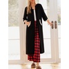 Ekouaer Robes for Women Zipper Robe 3/4 Sleeves Housecoat with Pockets(Style 1-black)