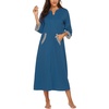 Ekouaer Robes for Women Zipper Robe 3/4 Sleeves Housecoat with Pockets(Style 1-blue)