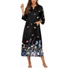 Ekouaer Robes for Women Zipper Robe 3/4 Sleeves Housecoat with Pockets(Style 1-butterfly Floral)