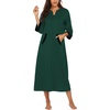 Ekouaer Robes for Women Zipper Robe 3/4 Sleeves Housecoat with Pockets(Style 1-dark Green)