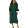 Ekouaer Robes for Women Zipper Robe 3/4 Sleeves Housecoat with Pockets(Style 1-dark Green)