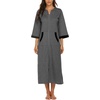 Ekouaer Robes for Women Zipper Robe 3/4 Sleeves Housecoat with Pockets(Style 1-dark Grey)
