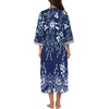 Ekouaer Robes for Women Zipper Robe 3/4 Sleeves Housecoat with Pockets(Style 1-evening Blue Vines)