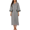 Ekouaer Robes for Women Zipper Robe 3/4 Sleeves Housecoat with Pockets(Style 1-grey)