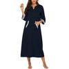 Ekouaer Robes for Women Zipper Robe 3/4 Sleeves Housecoat with Pockets(Style 1-navy)