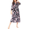 Ekouaer Robes for Women Zipper Robe 3/4 Sleeves Housecoat with Pockets(Style 1-pat4)