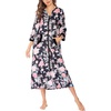 Ekouaer Robes for Women Zipper Robe 3/4 Sleeves Housecoat with Pockets(Style 1-pat4)