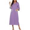 Ekouaer Robes for Women Zipper Robe 3/4 Sleeves Housecoat with Pockets(Style 1:purple)