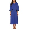 Ekouaer Robes for Women Zipper Robe 3/4 Sleeves Housecoat with Pockets(Style 1-snorkel Blue)