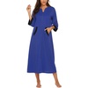 Ekouaer Robes for Women Zipper Robe 3/4 Sleeves Housecoat with Pockets(Style 1-snorkel Blue)