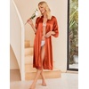 Ekouaer Silk Robes for Women Lace Trim Kimono Bathrobe Bridal Robe(Caramel)