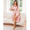 Ekouaer Silk Robes for Women Lace Trim Kimono Bathrobe Bridal Robe(Dusty Rose)