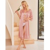 Ekouaer Silk Robes for Women Lace Trim Kimono Bathrobe Bridal Robe(Dusty Rose)