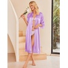 Ekouaer Silk Robes for Women Lace Trim Kimono Bathrobe Bridal Robe(Lavender)