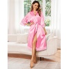 Ekouaer Silk Robes for Women Lace Trim Kimono Bathrobe Bridal Robe(Peach)