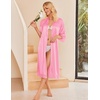 Ekouaer Silk Robes for Women Lace Trim Kimono Bathrobe Bridal Robe(Peach)