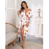 Ekouaer Silk Robes for Women Lace Trim Kimono Bathrobe Bridal Robe(Pink Floral)