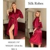 Ekouaer Silk Robes for Women Lace Trim Kimono Bathrobe Bridal Robe(Wine Red)