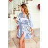 Ekouaer Women Silky Satin Robe Lace Bridesmaid Bathrobes Kimono Loungewear(Blue White Stripes)