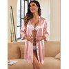 Ekouaer Women Silky Satin Robe Lace Bridesmaid Bathrobes Kimono Loungewear(Champagne)