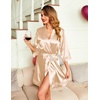 Ekouaer Women Silky Satin Robe Lace Bridesmaid Bathrobes Kimono Loungewear(Flesh Color)