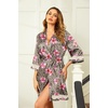 Ekouaer Women Silky Satin Robe Lace Bridesmaid Bathrobes Kimono Loungewear(Flower Leopard)