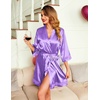 Ekouaer Women Silky Satin Robe Lace Bridesmaid Bathrobes Kimono Loungewear(Lilac)