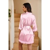 Ekouaer Women Silky Satin Robe Lace Bridesmaid Bathrobes Kimono Loungewear(Pink White Stripes)