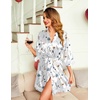 Ekouaer Women Silky Satin Robe Lace Bridesmaid Bathrobes Kimono Loungewear(White Flower)