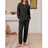 Ekouaer Womens Pajamas Set Knit Pjs Long Sleeve Lounge Set Soft Loungewear(Black)