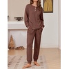 Ekouaer Womens Pajamas Set Knit Pjs Long Sleeve Lounge Set Soft Loungewear(Brown)