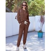 Ekouaer Womens Pajamas Set Knit Pjs Long Sleeve Lounge Set Soft Loungewear(Brown)