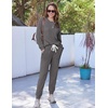 Ekouaer Womens Pajamas Set Knit Pjs Long Sleeve Lounge Set Soft Loungewear(Dark Grey)