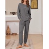 Ekouaer Womens Pajamas Set Knit Pjs Long Sleeve Lounge Set Soft Loungewear(Dark Grey)